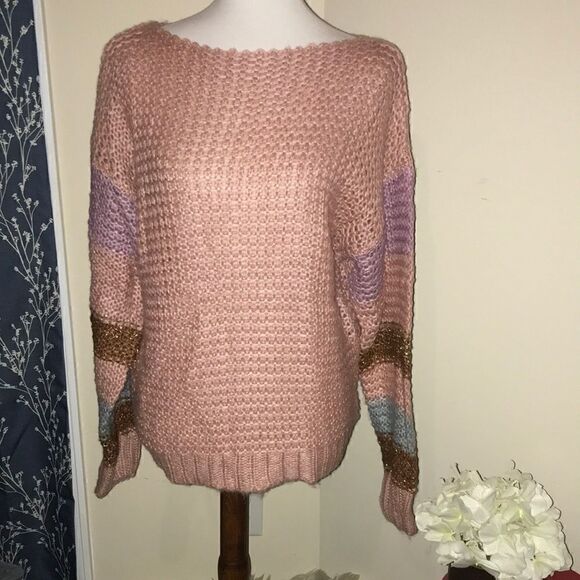 Anthro | Heartloom Metallic Striped Sweater NEW - Picture 2 of 10